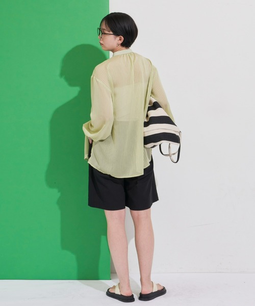 Aunt Marie's（アントマリーズ）の「シアーストライプドレスシャツ（シャツ/ブラウス・レディース・ブラック/ライトグリーン/アイボリー・FREE）」の15枚目の写真