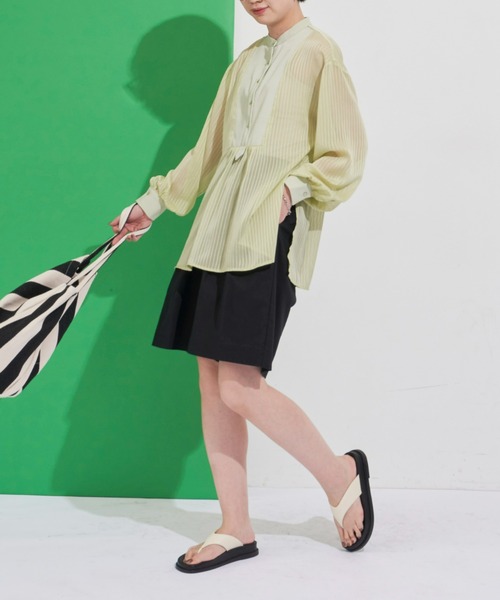 Aunt Marie's（アントマリーズ）の「シアーストライプドレスシャツ（シャツ/ブラウス・レディース・ブラック/ライトグリーン/アイボリー・FREE）」の11枚目の写真