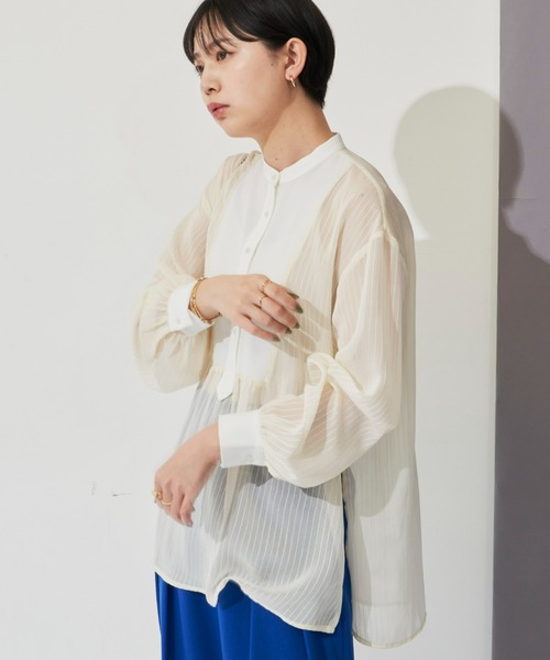 Aunt Marie's（アントマリーズ）の「シアーストライプドレスシャツ（シャツ/ブラウス・レディース・ブラック/ライトグリーン/アイボリー・FREE）」の20枚目の写真