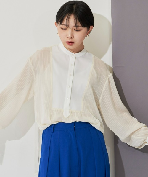 Aunt Marie's（アントマリーズ）の「シアーストライプドレスシャツ（シャツ/ブラウス・レディース・ブラック/ライトグリーン/アイボリー・FREE）」の18枚目の写真