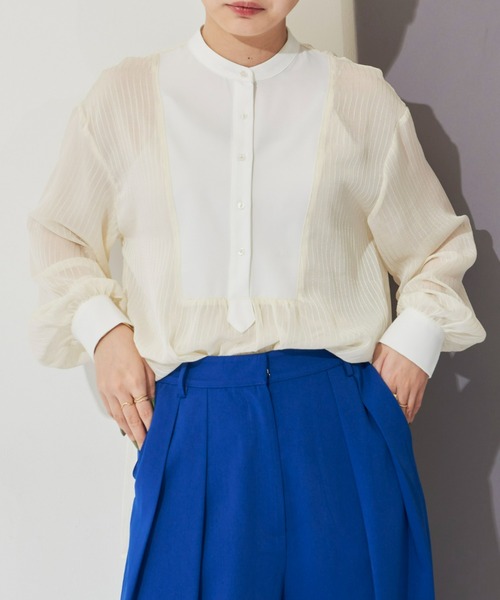 Aunt Marie's（アントマリーズ）の「シアーストライプドレスシャツ（シャツ/ブラウス・レディース・ブラック/ライトグリーン/アイボリー・FREE）」の19枚目の写真