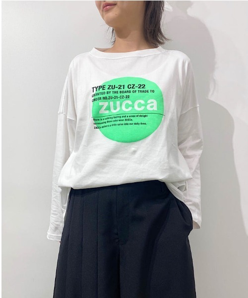 ZUCCa(ズッカ)の「レイヤーLOGO T/長袖Tシャツ(Tシャツ/カットソー・レディース・ホワイト/ブラック・M size)」の5枚目の写真