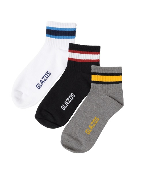 GLAZOS（グラソス）の「ショート丈ラインソックス３足セット（ソックス/靴下・キッズ・マルチ・24cm/17cm/21cm）」の3枚目の写真