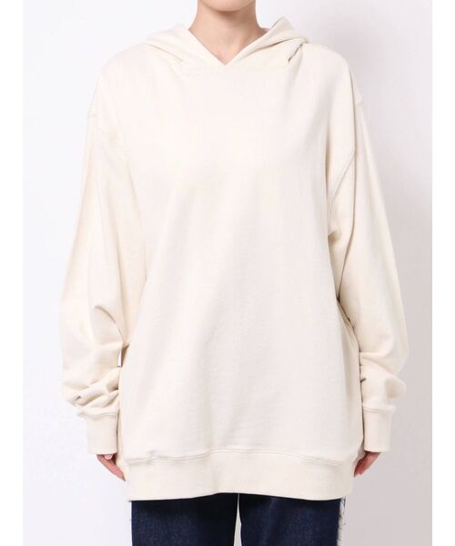 CALNAMUR（カルナムール）の「裏毛バックロゴフーディ（パーカー・レディース・ブラック/アイボリー・FREE）」の13枚目の写真