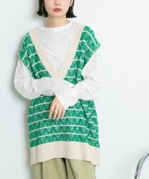 KBF | ジャガードVネックベスト(ベスト)