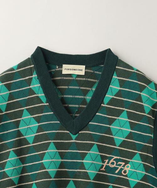 FORSOMEONE（フォーサムワン）の「＜FORSOMEONE(フォーサムワン)＞ RETRO KNIT VEST/ベスト（ベスト・メンズ・ケリー/ライトピンク・48/46）」の4枚目の写真