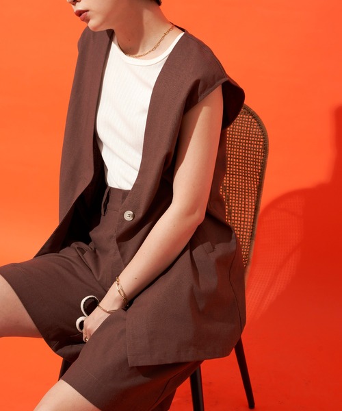 Aunt Marie's（アントマリーズ）の「アメリカンスリーブタンクトップ（タンクトップ・レディース・オレンジ/ブラウン/ホワイト/チャコールグレー・FREE）」の13枚目の写真