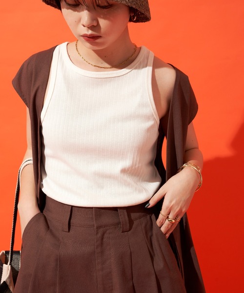 Aunt Marie's（アントマリーズ）の「アメリカンスリーブタンクトップ（タンクトップ・レディース・オレンジ/ブラウン/ホワイト/チャコールグレー・FREE）」の15枚目の写真