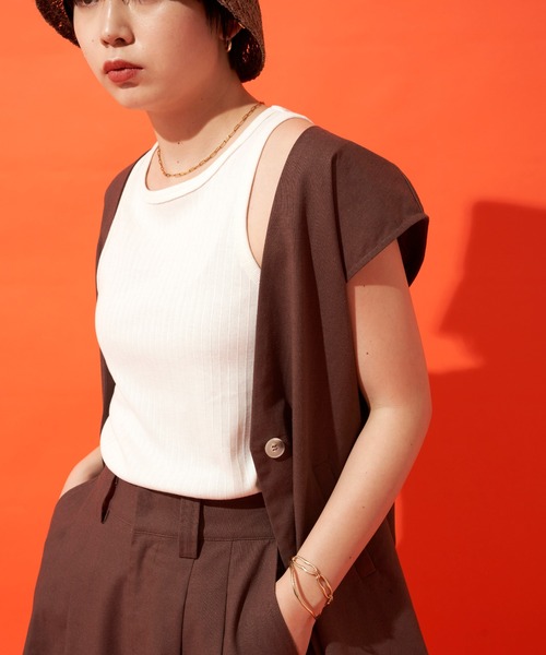 Aunt Marie's（アントマリーズ）の「アメリカンスリーブタンクトップ（タンクトップ・レディース・オレンジ/ブラウン/ホワイト/チャコールグレー・FREE）」の16枚目の写真