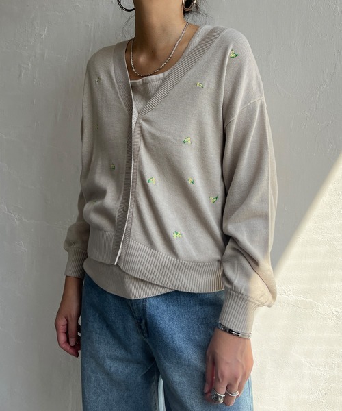 LBC（エルビーシー）の「【ZOZO限定】SAJOU×LBC ニットカーデセット（ニット/セーター・レディース・ミント/ベージュ・M）」の2枚目の写真