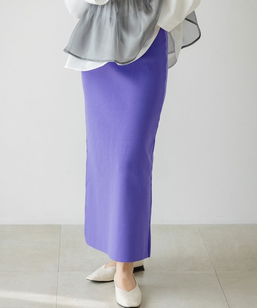 rectangle（レクタングル）の「スポンジニットナロースカート（スカート・レディース・ブラック/レッド/ブルー/グリーン/オレンジ/ブラウン/アイボリー/オリーブ/パープル・FREE）」の7枚目の写真