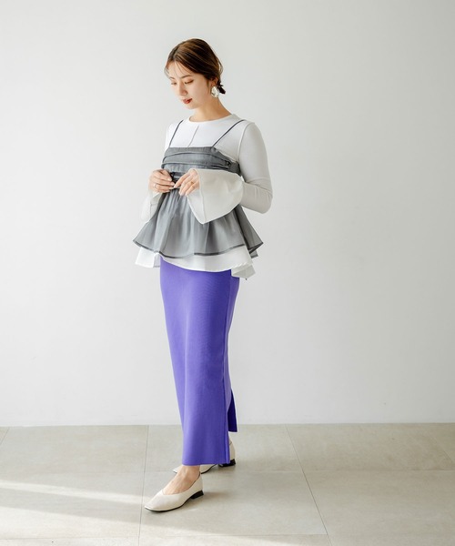 rectangle（レクタングル）の「スポンジニットナロースカート（スカート・レディース・ブラック/レッド/ブルー/グリーン/オレンジ/ブラウン/アイボリー/オリーブ/パープル・FREE）」の22枚目の写真