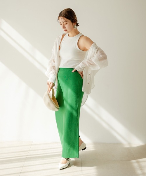 rectangle（レクタングル）の「スポンジニットナロースカート（スカート・レディース・ブラック/レッド/ブルー/グリーン/オレンジ/ブラウン/アイボリー/オリーブ/パープル・FREE）」の17枚目の写真