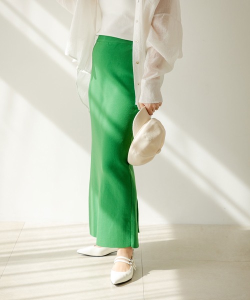 rectangle（レクタングル）の「スポンジニットナロースカート（スカート・レディース・ブラック/レッド/ブルー/グリーン/オレンジ/ブラウン/アイボリー/オリーブ/パープル・FREE）」の18枚目の写真