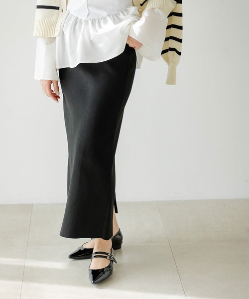 rectangle（レクタングル）の「スポンジニットナロースカート（スカート・レディース・ブラック/レッド/ブルー/グリーン/オレンジ/ブラウン/アイボリー/オリーブ/パープル・FREE）」の14枚目の写真