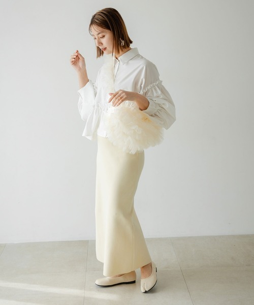 rectangle（レクタングル）の「スポンジニットナロースカート（スカート・レディース・ブラック/レッド/ブルー/グリーン/オレンジ/ブラウン/アイボリー/オリーブ/パープル・FREE）」の11枚目の写真