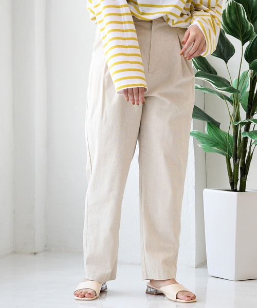 sango(sango)の「タック入りパンツ(チノパンツ・レディース・キナリ/ブラウン・FREE)」の4枚目の写真