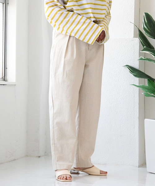 sango(sango)の「タック入りパンツ(チノパンツ・レディース・キナリ/ブラウン・FREE)」の5枚目の写真