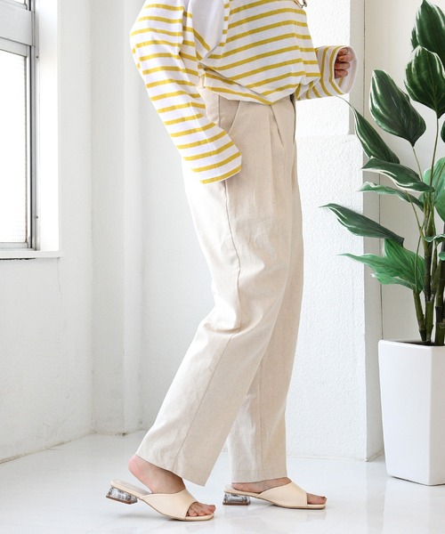 sango(sango)の「タック入りパンツ(チノパンツ・レディース・キナリ/ブラウン・FREE)」の7枚目の写真