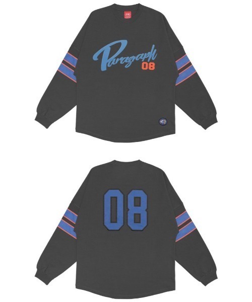 【PARAGRAPH/パラグラフ】016 FOAM LOGO LONG SLEEVE T-SHIRT/ロゴ ロング スリーブ Tシャツ ユニフォーム風 長袖 ナンバー