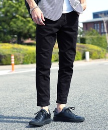 接触冷感 スリム テーパード デニム アンクルパンツ