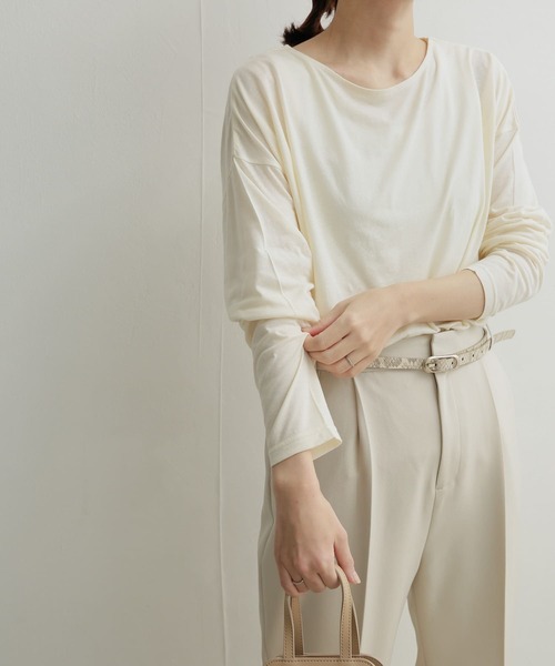 URBAN RESEARCH DOORS（アーバンリサーチドアーズ）の「シルキータッチ長袖プルオーバー（Tシャツ/カットソー・レディース・アイボリー/ピンク/ラベンダー/ベージュ・1）」の2枚目の写真