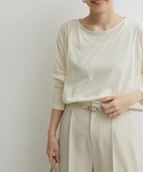 URBAN RESEARCH DOORS（アーバンリサーチドアーズ）の「シルキータッチ長袖プルオーバー（Tシャツ/カットソー・レディース・アイボリー/ピンク/ラベンダー/ベージュ・1）」の9枚目の写真