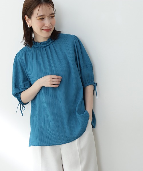 N.（N. Natural Beauty Basic）（エヌエヌナチュラルビューティーベーシック）の「◆シュリンクパフブラウス（シャツ/ブラウス・レディース・ブラック/ブルー/イエロー・MEDIUM）」の3枚目の写真