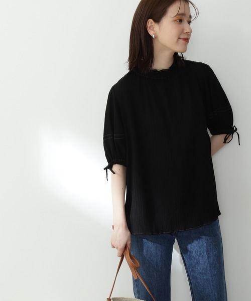 N.（N. Natural Beauty Basic）（エヌエヌナチュラルビューティーベーシック）の「◆シュリンクパフブラウス（シャツ/ブラウス・レディース・ブラック/ブルー/イエロー・MEDIUM）」の2枚目の写真