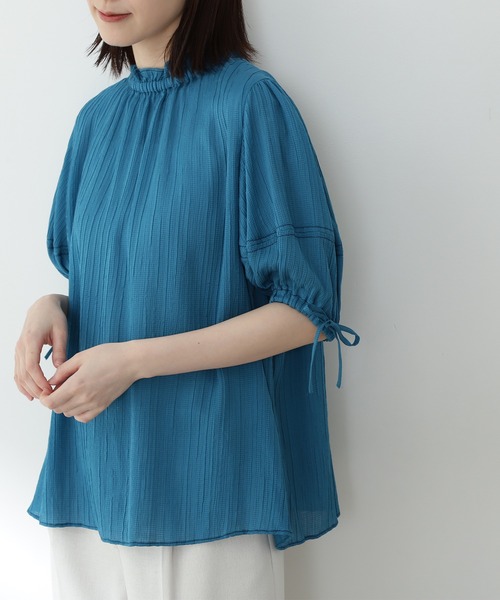 N.（N. Natural Beauty Basic）（エヌエヌナチュラルビューティーベーシック）の「◆シュリンクパフブラウス（シャツ/ブラウス・レディース・ブラック/ブルー/イエロー・MEDIUM）」の12枚目の写真