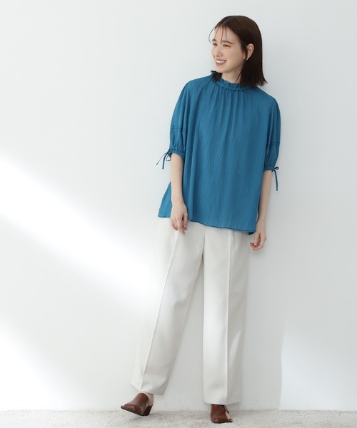 N.（N. Natural Beauty Basic）（エヌエヌナチュラルビューティーベーシック）の「◆シュリンクパフブラウス（シャツ/ブラウス・レディース・ブラック/ブルー/イエロー・MEDIUM）」の6枚目の写真