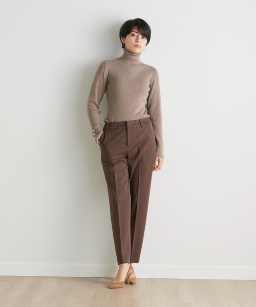 INED CLARO（イネドクラロ）の「ソフトサーモテーパードパンツ【セットアップ対応】（スーツパンツ・レディース・ブラウン/カーキ・7号/9号/11号）」の5枚目の写真