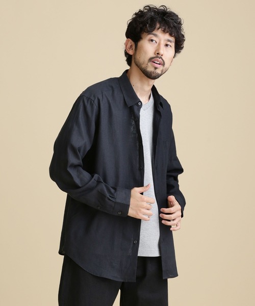 NANO universe(ナノユニバース)の「LB.04/フレンチリネンレギュラーカラーシャツ(シャツ/ブラウス・メンズ・ホワイト/ブラック/ネイビー/グレー系その他4・S/M/L/XL)」の3枚目の写真