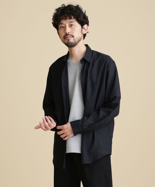 NANO universe(ナノユニバース)の「LB.04/フレンチリネンレギュラーカラーシャツ(シャツ/ブラウス・メンズ・ホワイト/ブラック/ネイビー/グレー系その他4・S/M/L/XL)」の16枚目の写真