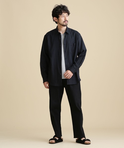 NANO universe(ナノユニバース)の「LB.04/フレンチリネンレギュラーカラーシャツ(シャツ/ブラウス・メンズ・ホワイト/ブラック/ネイビー/グレー系その他4・S/M/L/XL)」の17枚目の写真