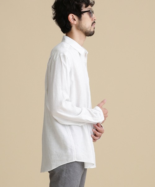 NANO universe(ナノユニバース)の「LB.04/フレンチリネンレギュラーカラーシャツ(シャツ/ブラウス・メンズ・ホワイト/ブラック/ネイビー/グレー系その他4・S/M/L/XL)」の12枚目の写真