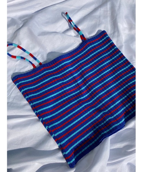 WC（ダブル シー）の「マルチボーダーキャミ（キャミソール・レディース・ブラック/ブルー/ホワイト/グリーン・FREE）」の4枚目の写真