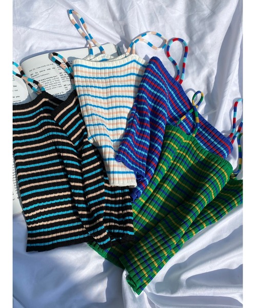 WC（ダブル シー）の「マルチボーダーキャミ（キャミソール・レディース・ブラック/ブルー/ホワイト/グリーン・FREE）」の8枚目の写真