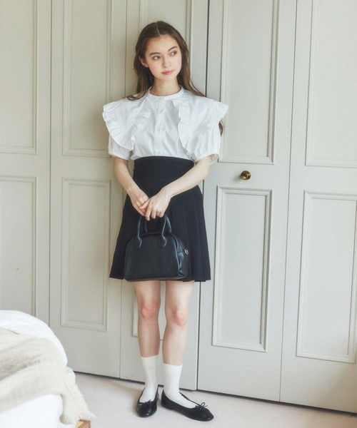 WEGO（ウィゴー）の「WEGO/ハイウエストプリーツスカパン（スカート・レディース・ブラック/ライトベージュ・FREE）」の4枚目の写真