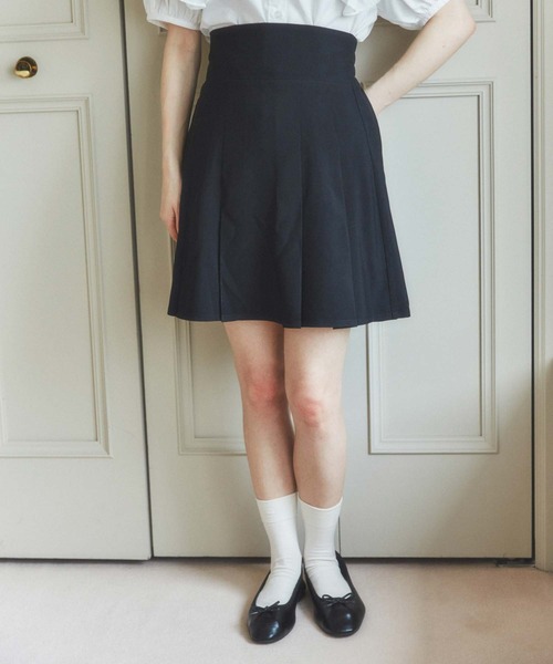 WEGO（ウィゴー）の「WEGO/ハイウエストプリーツスカパン（スカート・レディース・ブラック/ライトベージュ・FREE）」の5枚目の写真