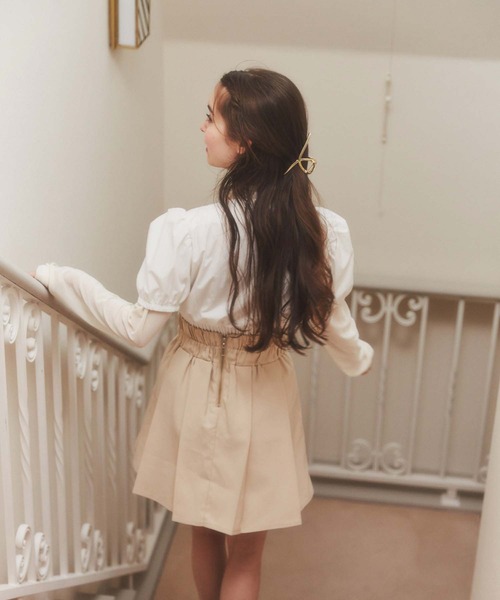 WEGO（ウィゴー）の「WEGO/ハイウエストプリーツスカパン（スカート・レディース・ブラック/ライトベージュ・FREE）」の12枚目の写真