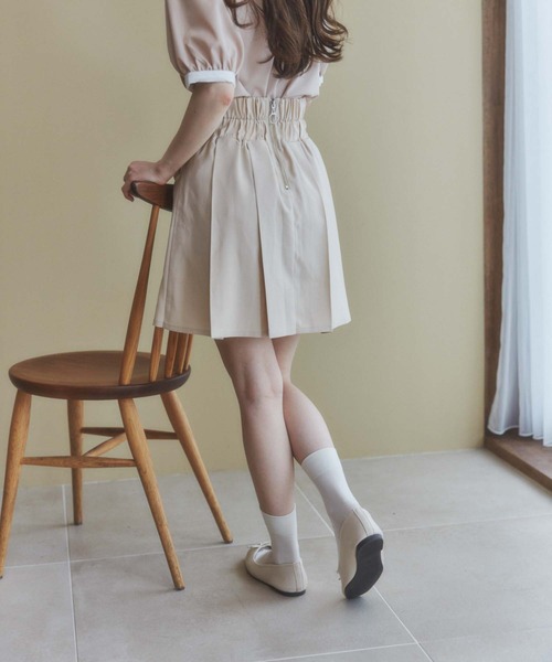 WEGO（ウィゴー）の「WEGO/ハイウエストプリーツスカパン（スカート・レディース・ブラック/ライトベージュ・FREE）」の10枚目の写真