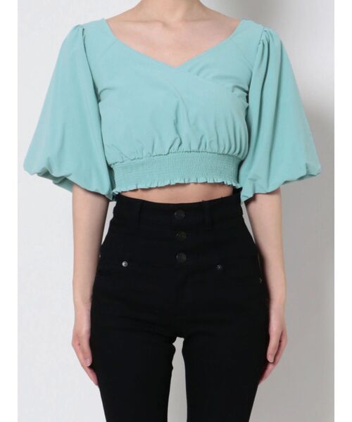 EMODA（エモダ）の「クロップクロストップ（Tシャツ/カットソー・レディース・アイボリー/ブラック/ブルー/ブラウン・FREE）」の8枚目の写真