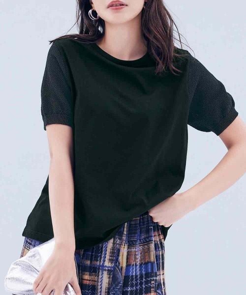 RANAN(ラナン)の「接触冷感 袖ニットカットソープルオーバー(Tシャツ/カットソー・レディース・ブルー/ライトグレー/ホワイト/ブラック・M/LL/L)」の6枚目の写真