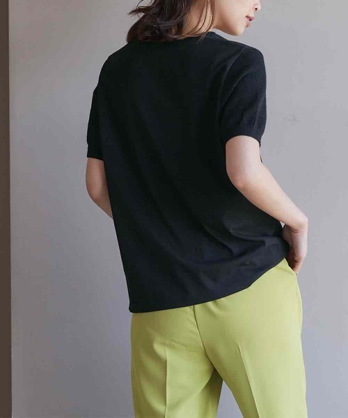 RANAN(ラナン)の「接触冷感 袖ニットカットソープルオーバー(Tシャツ/カットソー・レディース・ブルー/ライトグレー/ホワイト/ブラック・M/LL/L)」の7枚目の写真