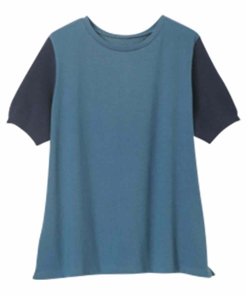 RANAN(ラナン)の「接触冷感 袖ニットカットソープルオーバー(Tシャツ/カットソー・レディース・ブルー/ライトグレー/ホワイト/ブラック・M/LL/L)」の12枚目の写真