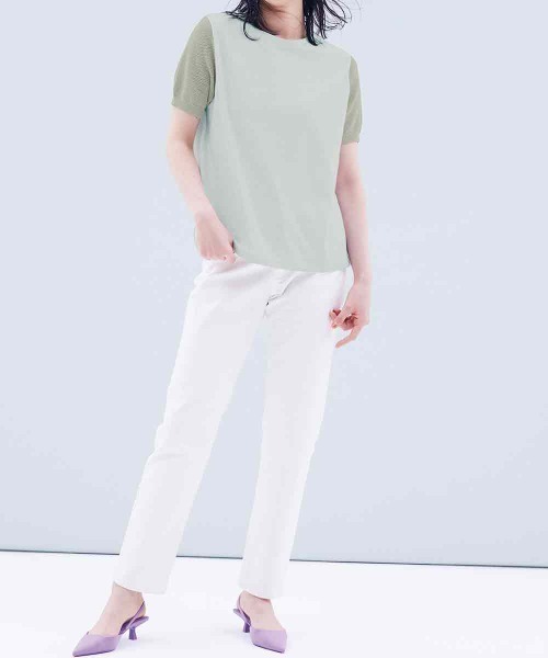 RANAN(ラナン)の「接触冷感 袖ニットカットソープルオーバー(Tシャツ/カットソー・レディース・ブルー/ライトグレー/ホワイト/ブラック・M/LL/L)」の8枚目の写真
