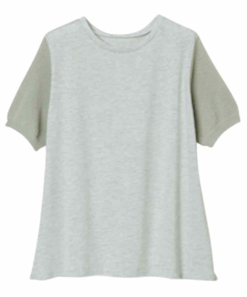 RANAN(ラナン)の「接触冷感 袖ニットカットソープルオーバー(Tシャツ/カットソー・レディース・ブルー/ライトグレー/ホワイト/ブラック・M/LL/L)」の11枚目の写真