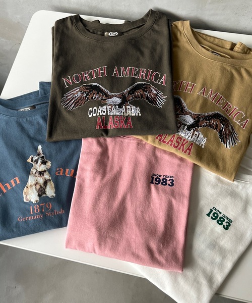 kutir（クティール）の「アソートプリントＴシャツ（Tシャツ/カットソー・レディース・ホワイト/チャコールグレー/ネイビー/オリーブ/ピンク・FREE）」の21枚目の写真