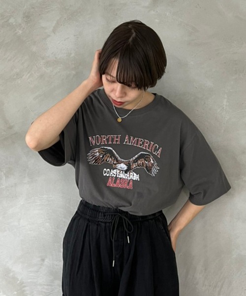 kutir（クティール）の「アソートプリントＴシャツ（Tシャツ/カットソー・レディース・ホワイト/チャコールグレー/ネイビー/オリーブ/ピンク・FREE）」の14枚目の写真